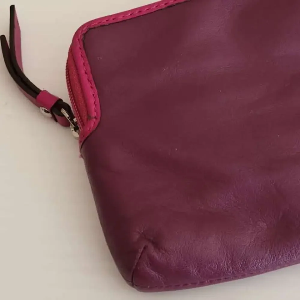 Coach Purple Pink  Leather Wristlet Clutch Wallet Purse Zipped